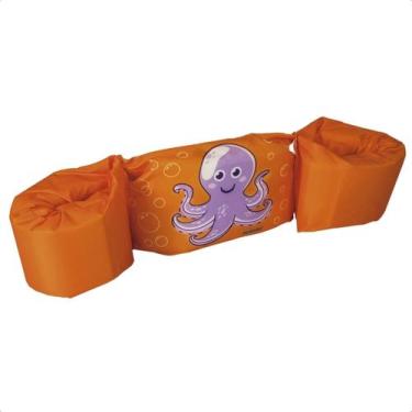 Imagem de Colete Boia Braço Flutuador Infantil Polvo Laranja Criança Piscina Mar