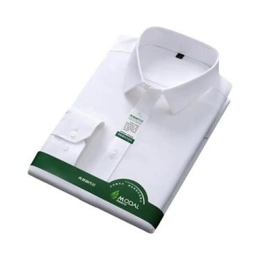 Imagem de Camisa Social Masculina Slim Fit De Manga Longa Antirrugas Branca Para