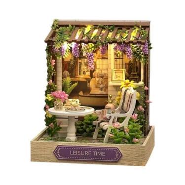 Imagem de Kit De Modelo De Casa De Bonecas 3D De Madeira Com Luz LED, Brinquedo 