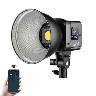 Imagem de Luz de vídeo GVM 80W, iluminação contínua para fotografia com suporte Bowens, 2700 ~ 7500K, 44100 Lux/0,5 m luz de estúdio com aplicativo, CRI 97+ luzes de cena bicolores 8 suportam adaptador CA e