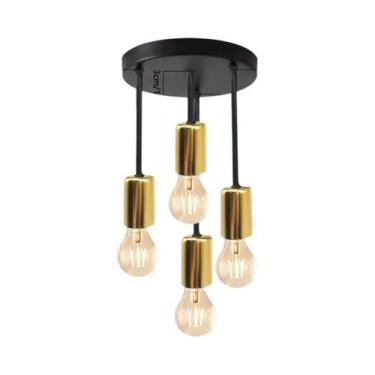 Imagem de Luminária De Teto Moderna Preta Com Base Para 4 Lâmpadas E27 Para Quar