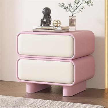 Imagem de Mesa de cabeceira moderna com 2 gavetas, mesa de canto de couro sintético para quarto/sala de estar/dormitório – mesa de cabeceira elegante com armazenamento