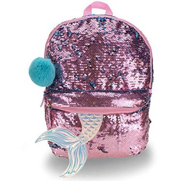 Imagem de Mochila Escolar Feminina Juvenil Sereia Paetê