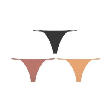 Imagem de Calcinhas Tanga Sem Costura De Cintura Baixa 3PCS Com Alças Finas E Al