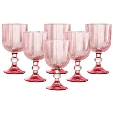 Imagem de Jogo C/ 6 Taças Versalhes Rosa 390ml Mesa Posta Bebidas Água Suco - La