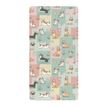 Imagem de SEHANY Lençol de berço fofo de 99 cm x 68 cm – Lençol de berço de algodão macio e respirável para berço padrão e colchão infantil, para meninos e meninas