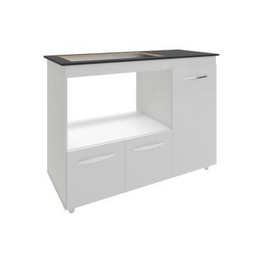 Imagem de Balcão Armário Gabinete de Cozinha Para Fogão Cooktop 5 Bocas e Forno 3 Portas Alana Mobília Decor Branco