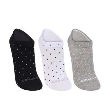 Imagem de Kit 3 Meias Lupo Sport Sapatilha Feminina 3171-089, Branco, Cinza, Pre