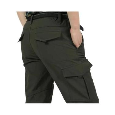 Imagem de Calças Cargo Camufladas Masculinas De Inverno Com Forro Duplo De Lã E 