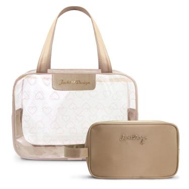 Imagem de Kit Bolsa Transparente + Necessaire C/ Alça Bege