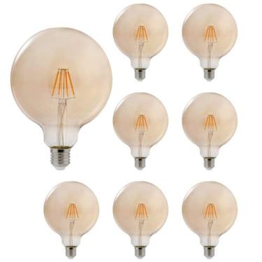 Imagem de 8Und Lâmpada LED Globo 4W G95 127V Luz Âmbar 2200k Avant