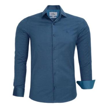 Imagem de Camisa Social Amil Manga Longa Tecido Misto Elastano Passa Fácil 1872,