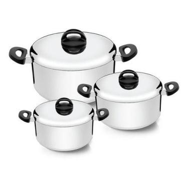 Imagem de Jogo de Panelas Nigro Eterna 3 Peças Polido - Reforçado e Resistente