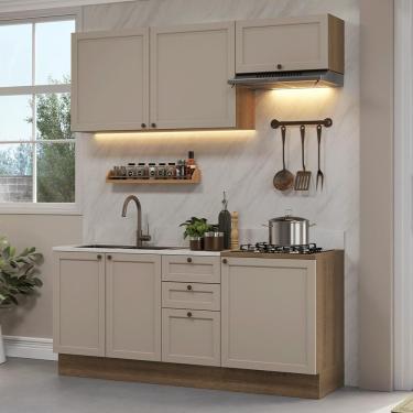 Imagem de Armário De Cozinha Compacta 180 Cm Rustic/crema Vik Madesa 01 Rustic/crema