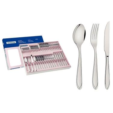 Imagem de Faqueiro Tramontina Laguna Aço Inox Com Facas Para Churrasco Acabamento Em Brilho 42 Peças 66906774