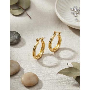 Imagem de Brinco Argola com Nó Semi Joia Banhada a Ouro 18K E0128 - MBranco