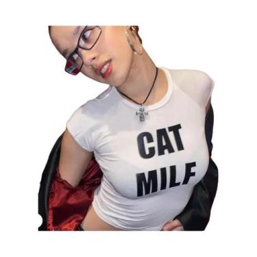 Imagem de Camisetas Cropped Góticas Grunge Para Mulheres Com Estampa Kawaii De G