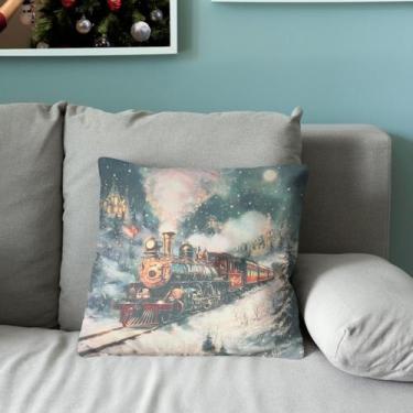 Imagem de Capas De Almofada Para Sala Quarto Suede Estampa Papai Noel Natal Nata