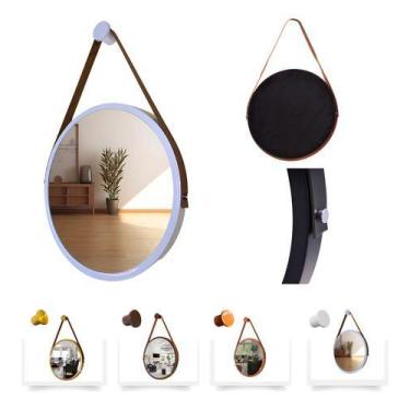 Imagem de Espelho Redondo Decorativo Suspenso Com Alça 40cm - Cores Moldura Bran