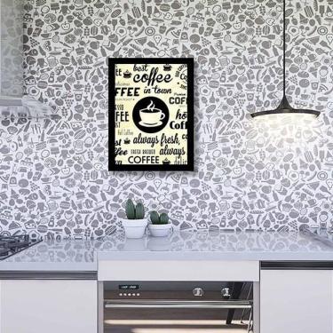 Imagem de Quadro Decorativo Café Palavras 34X23Cm - Moldura Branca