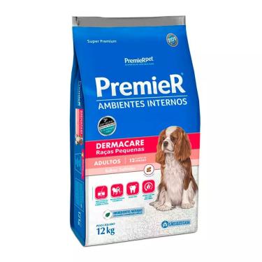 Imagem de Ração Premier Ambientes Internos Cães Adultos Dermacare Raças Pequenas Salmão 12kg
