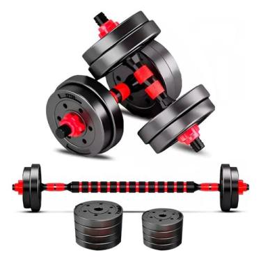 Imagem de Kit Halteres Anilhas Ajustáveis Barra Reta Academia 15kg MKFIT