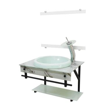 Imagem de Gabinete De Vidro Para Banheiro 60Cm - Mármore Branco
