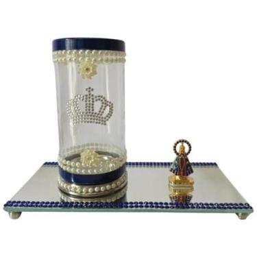 Imagem de Kit Altar Porta Vela Escultura Nossa Senhora Aparecida - Bialluz