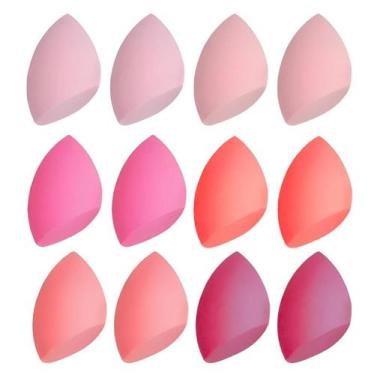 Imagem de Kit 12 Esponjas De Maquiagem Chanfradas Base Make Multicolor - Jinhong