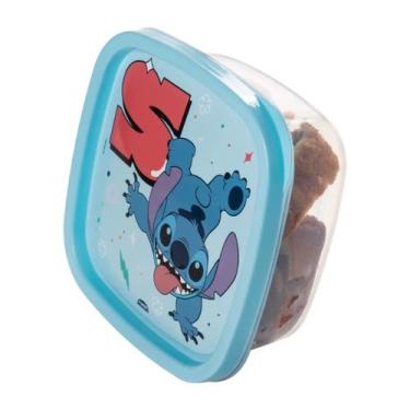 Imagem de Pote Stitch Porta Lanche Mantimentos Lancheira Infantil Escolar Quadra