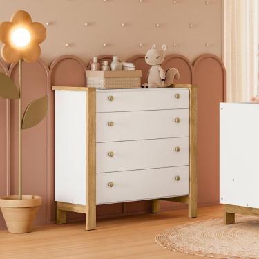 Imagem de Cômoda Para Quarto 4 Gavetas Michigan Branco
