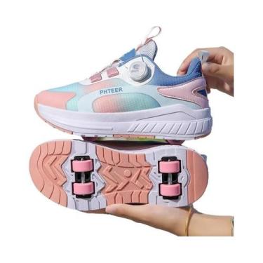 Imagem de Tênis De Patins De 4 Rodas Para Crianças, Calçados Multifuncionais Par