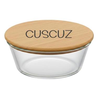 Imagem de Pote Hermético Redondo Vidro e Tampa de Bambu (930 ml) Cuscuz - Casa V
