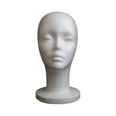 Imagem de Cabeça De Manequim Feminina De Isopor Para Exibição De Perucas, Cabelo