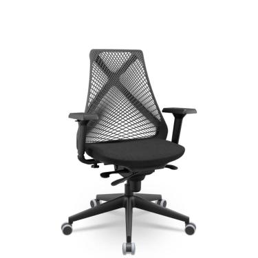 Imagem de Cadeira Escritório Bix X+ Presidente Slider PU Poliéster Preto Plaxmetal