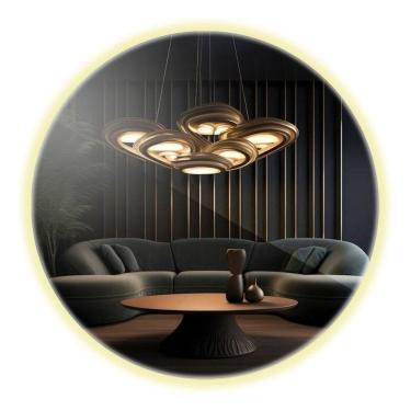 Imagem de Espelho Redondo 58cm Led Integrado Decorativo Banheiro Lavabo Bivolt Neutro