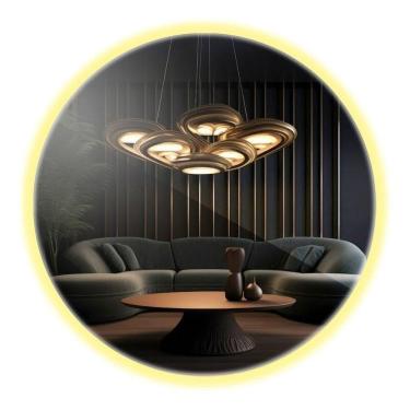 Imagem de Espelho Redondo 58cm Led Integrado Decorativo Banheiro Lavabo Bivolt Quente