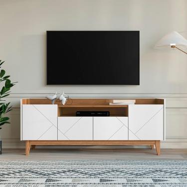 Imagem de Rack Adria 1.80 Branco/Cedro - Casa D Móveis