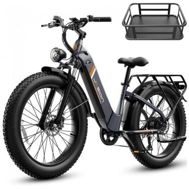 Imagem de Bicicleta elétrica Jasion Thunder stealth black pneus 26x4 motor 750W nominal 1800W pico bateria 48V 18Ah 864Wh quadro aço carbono 7 marchas