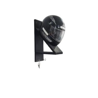 Imagem de Suporte Capacete Moto De Parede Com Porta Chaves - Almeida Móveis