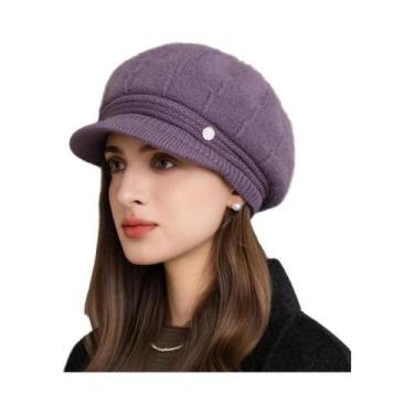 Imagem de Chapéu De Inverno Feminino Da Moda: Gorro De Tricô Elegante Com Forro 