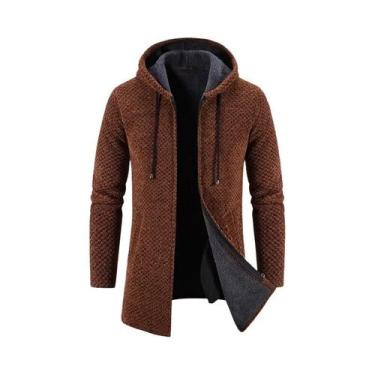 Imagem de Casaco Longo De Inverno Masculino Navy Com Forro De Fleece, Jaqueta Co