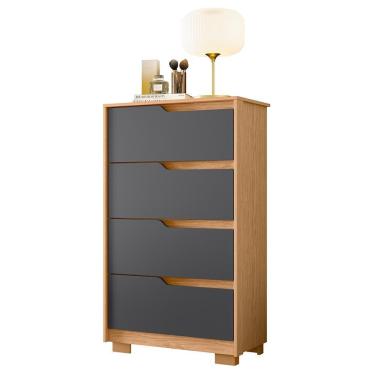 Imagem de Cômoda Sole 4 Gavetas em MDF com Puxador em Cava Titânio Estilo Moderno para Quarto