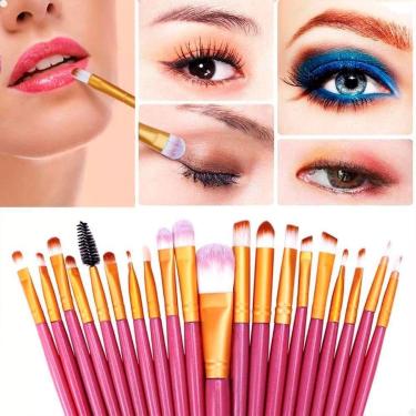 Imagem de Kit Completo 20 Pincéis Profissionais para Maquiagem Lorben com Estojo GT6470-Unissex