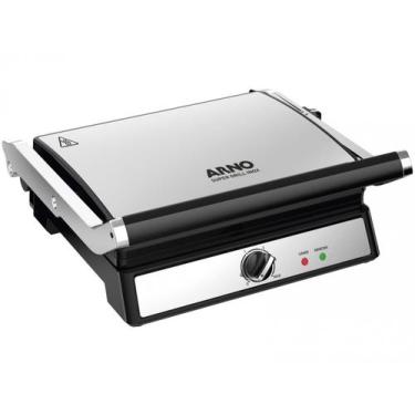 Imagem de Grill Sanduicheira Elétrico Arno GGRA Inox - 110V, Preto e Inox, 110V
