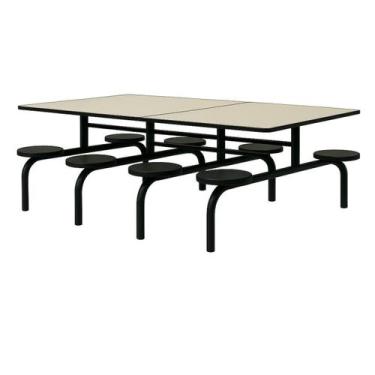 Imagem de Mesa para Refeitório FIXA 8 Lugares MDP Branco de 25 mm - Assento PRET