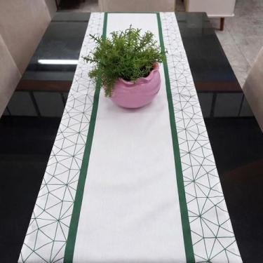 Imagem de Caminho de mesa 40 x 1,75 - faixa verde + branco - DIAS DECOR