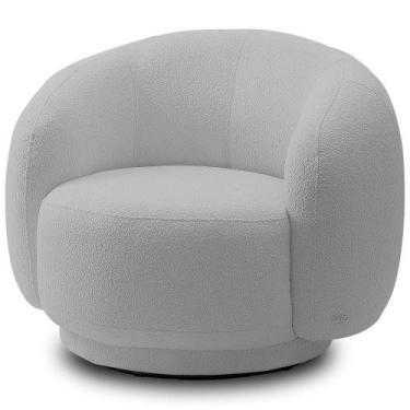 Imagem de Poltrona Giratória Orgânica Para Sala Living Elodie M05 Bouclê Cinza -
