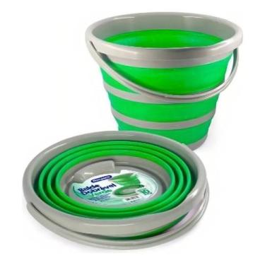Imagem de Balde Dobrável Retrátil Com Alça 10 Litros Bompack Verde