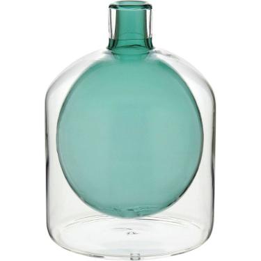 Imagem de VASO DECORATIVO ENFEITE PLANTA GARRAFA VIDRO 17x15x15cm AZUL